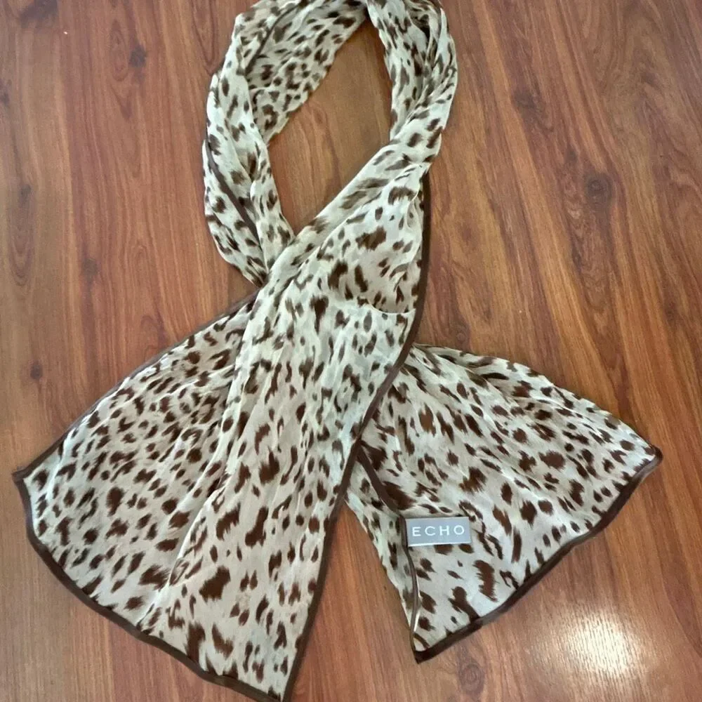 Echo scarfs inc animal print leopard Bloomingdale's 100% silk scarf